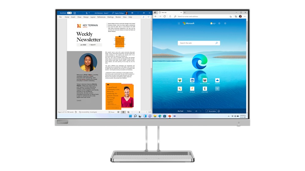 Lenovo L27i-40 27" FHD Monitor, Cloud Grey Color, Connectivity : 1 VGA, 2 HDMI 1.4 -  67ABKAC4AE