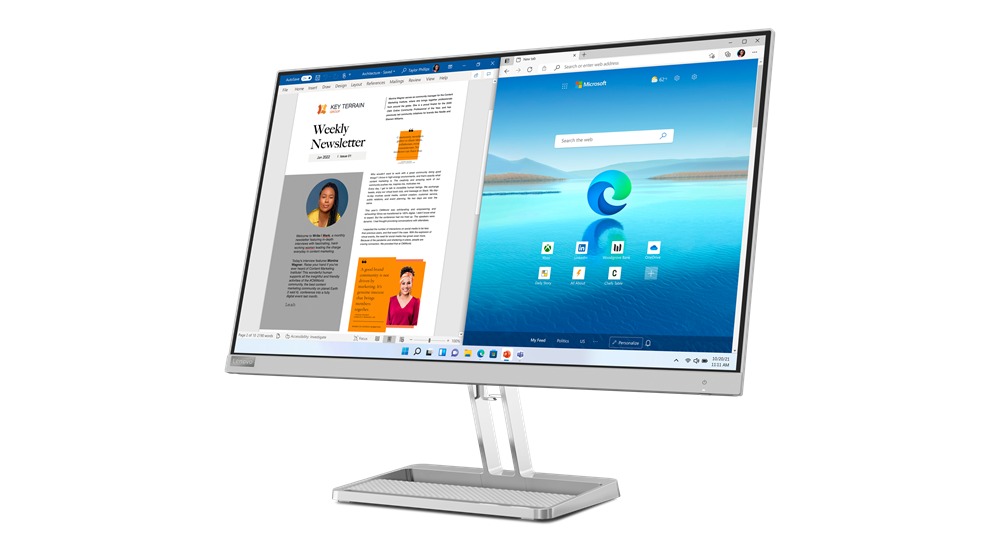 Lenovo L27i-40 27" FHD Monitor, Cloud Grey Color, Connectivity : 1 VGA, 2 HDMI 1.4 -  67ABKAC4AE