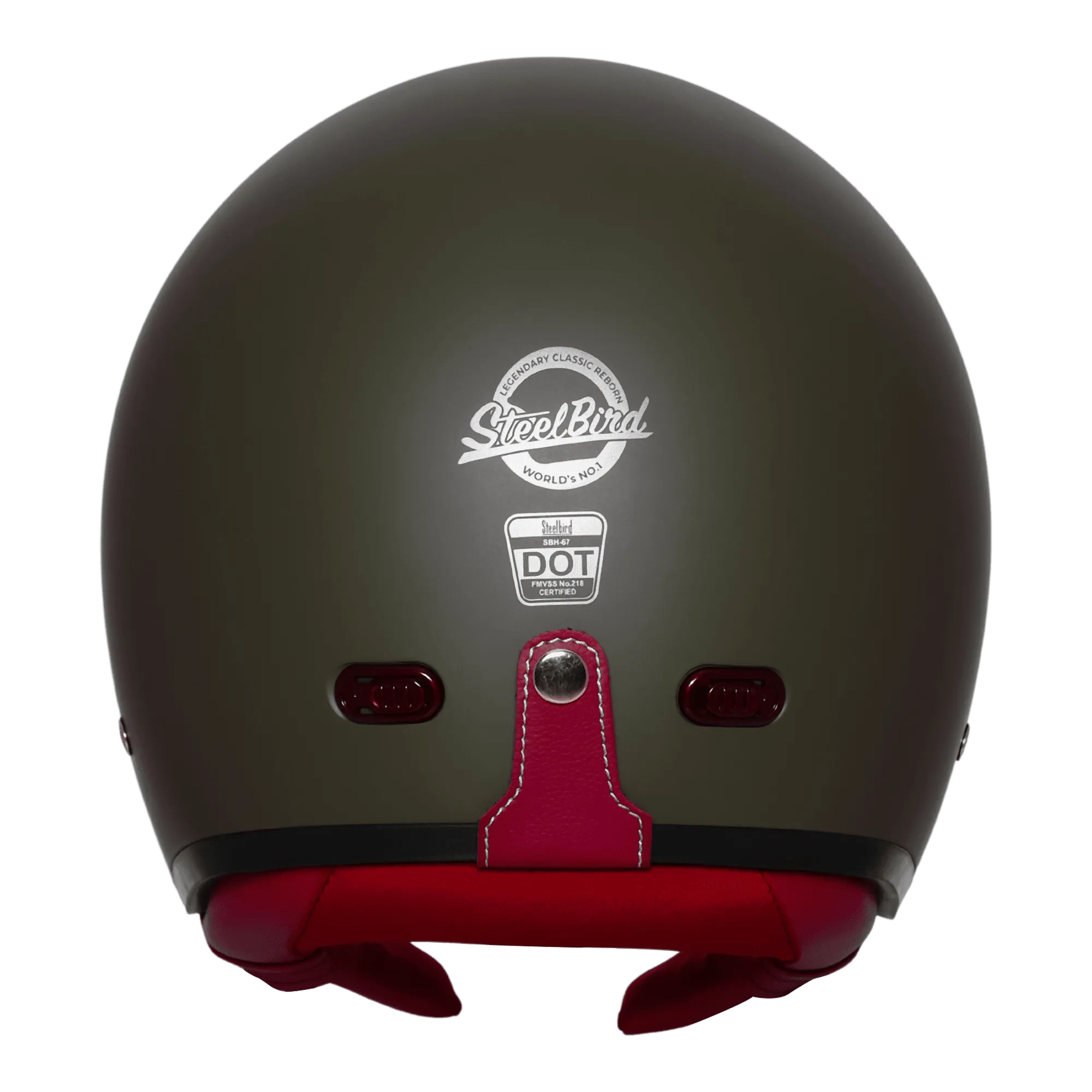 STEELBIRD SBH-67 VINTAGE DOT 5.0 MATT BATTLE GREEN C/V 600 MM WITH EXTRA SMOKE VISOR