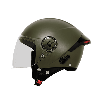 STEELBIRD SBH-64 ZIP RF DASHING BATTLE GREEN C/V 600 MM WITH EXTRA FREE SMOKE VISOR