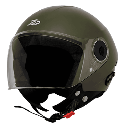 STEELBIRD SBH-64 ZIP RF DASHING BATTLE GREEN C/V 600 MM WITH EXTRA FREE SMOKE VISOR