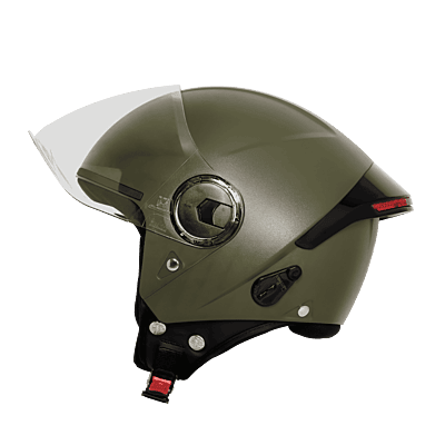 STEELBIRD SBH-64 ZIP RF DASHING BATTLE GREEN C/V 600 MM WITH EXTRA FREE SMOKE VISOR