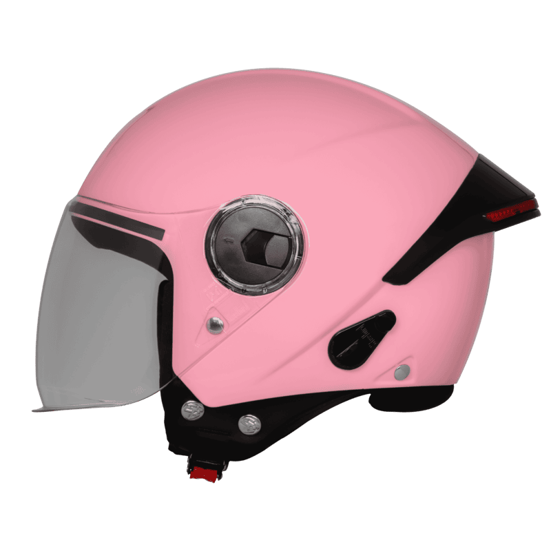 STEELBIRD SBH-64 ZIP RF GLOSSY BABY PINK C/V 600 MM WITH EXTRA FREE SMOKE VISOR