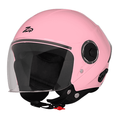 STEELBIRD SBH-64 ZIP RF GLOSSY BABY PINK C/V 600 MM WITH EXTRA FREE SMOKE VISOR