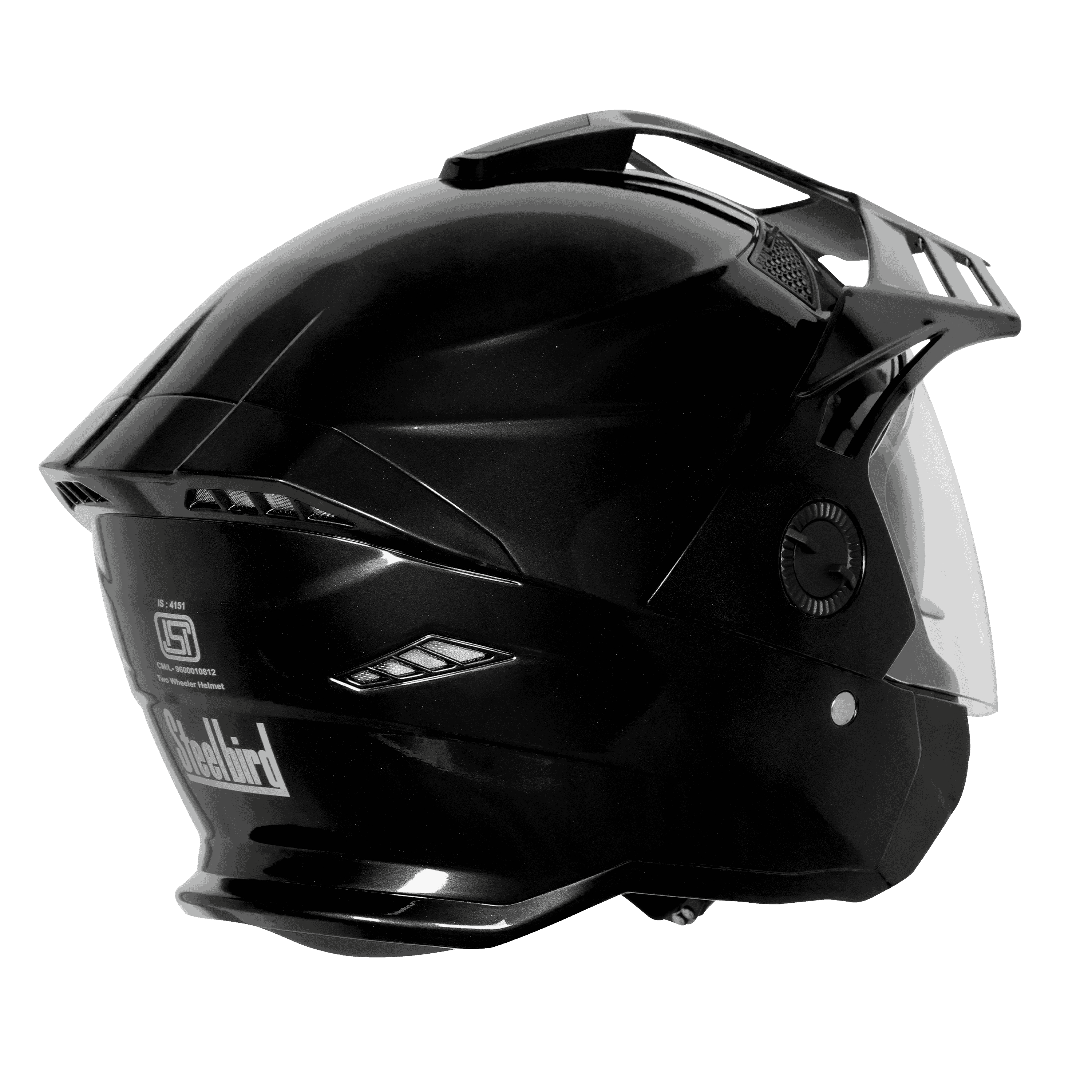 STEELBIRD SBH-23 ISS AVA GLOSSY BLACK WITH PEAK C/V (L)