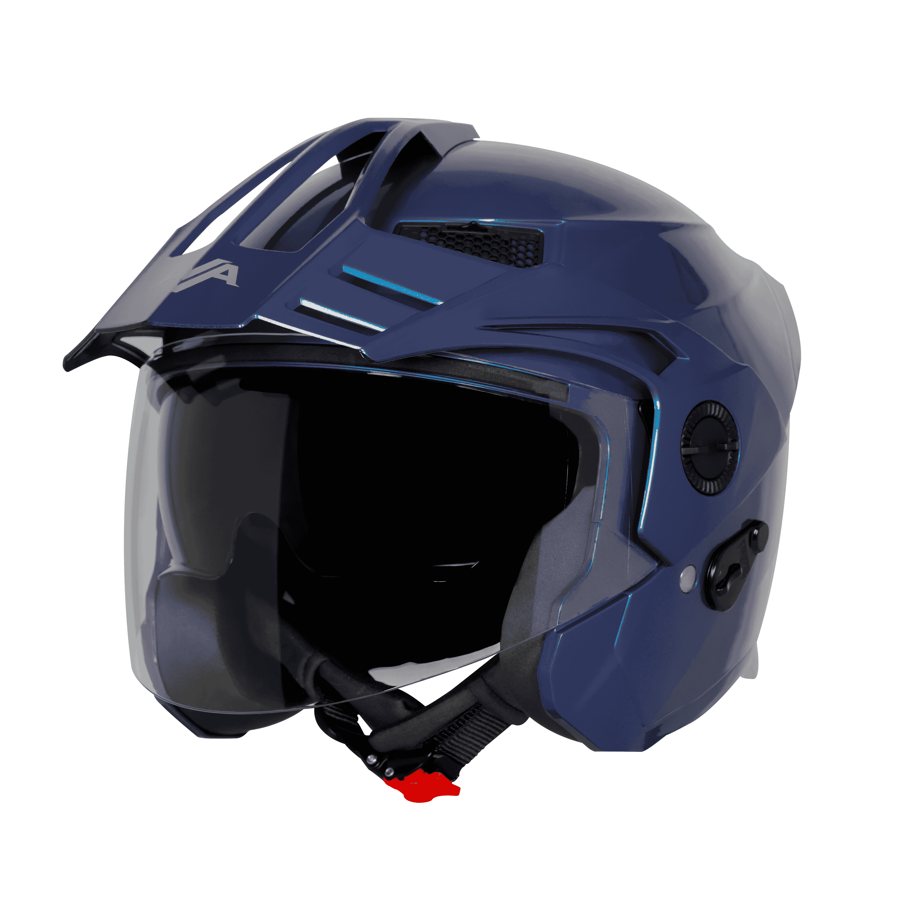 STEELBIRD SBH-23 ISS AVA GLOSSY HONDA BLUE WITH PEAK C/V (M)