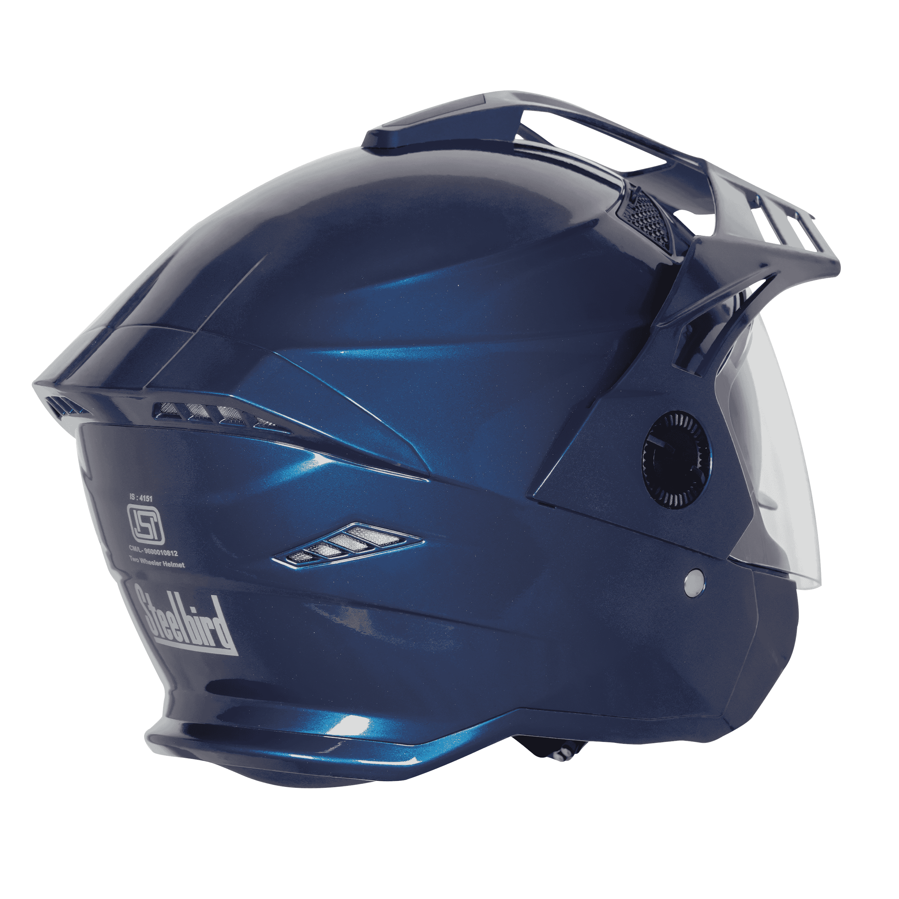 STEELBIRD SBH-23 ISS AVA GLOSSY HONDA BLUE WITH PEAK C/V (M)