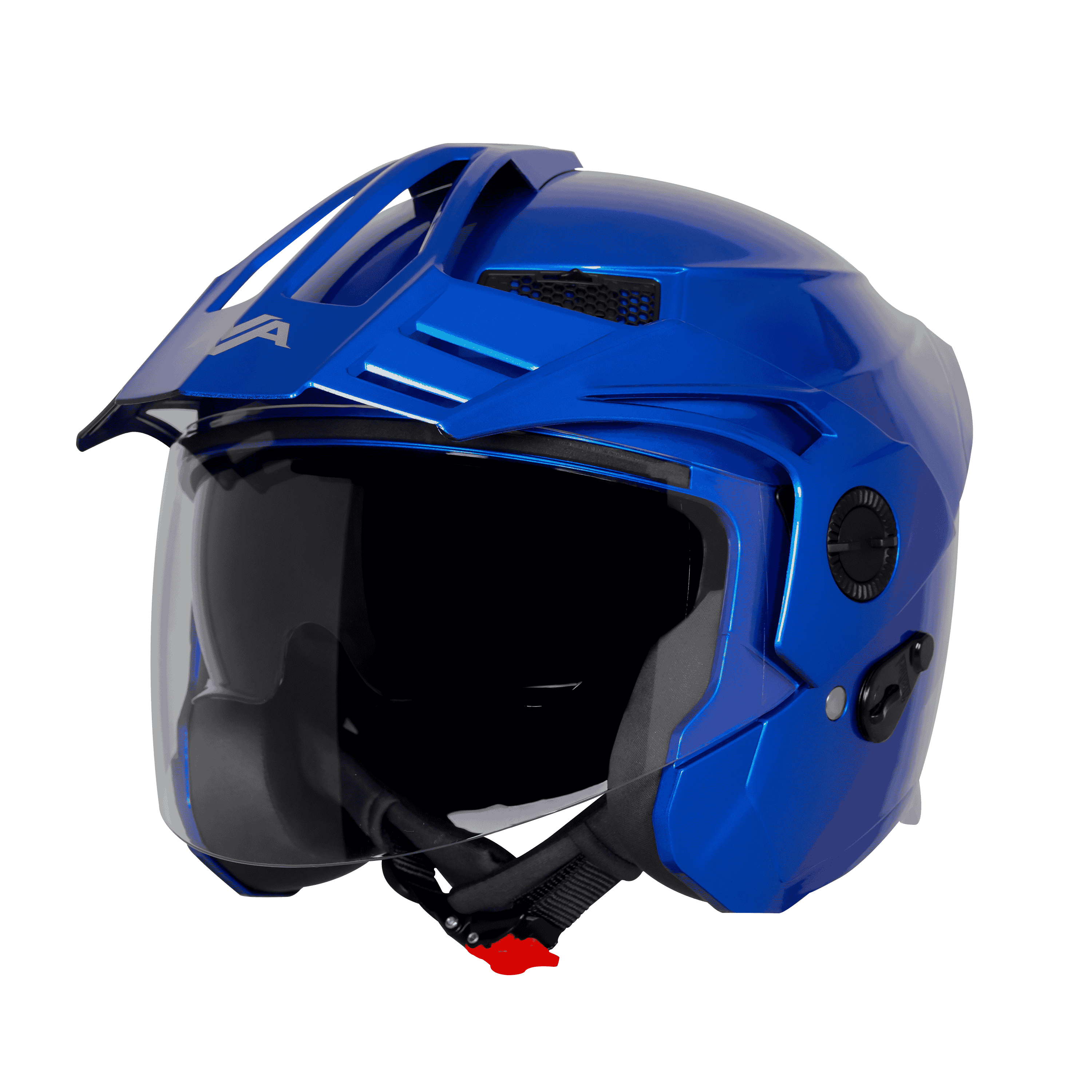 STEELBIRD SBH-23 ISS AVA GLOSSY YAMAHA BLUE WITH PEAK C/V (L)