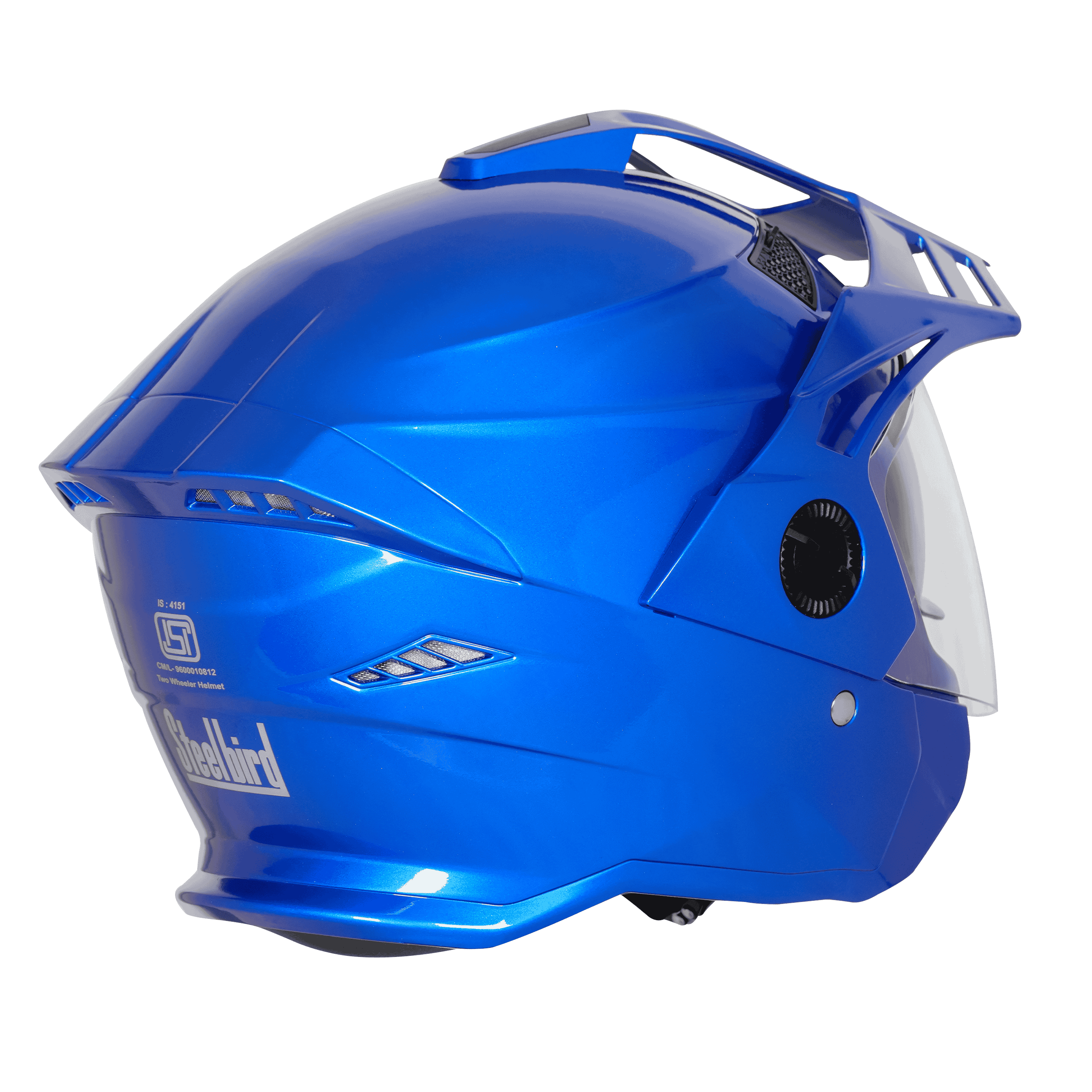 STEELBIRD SBH-23 ISS AVA GLOSSY YAMAHA BLUE WITH PEAK C/V (L)