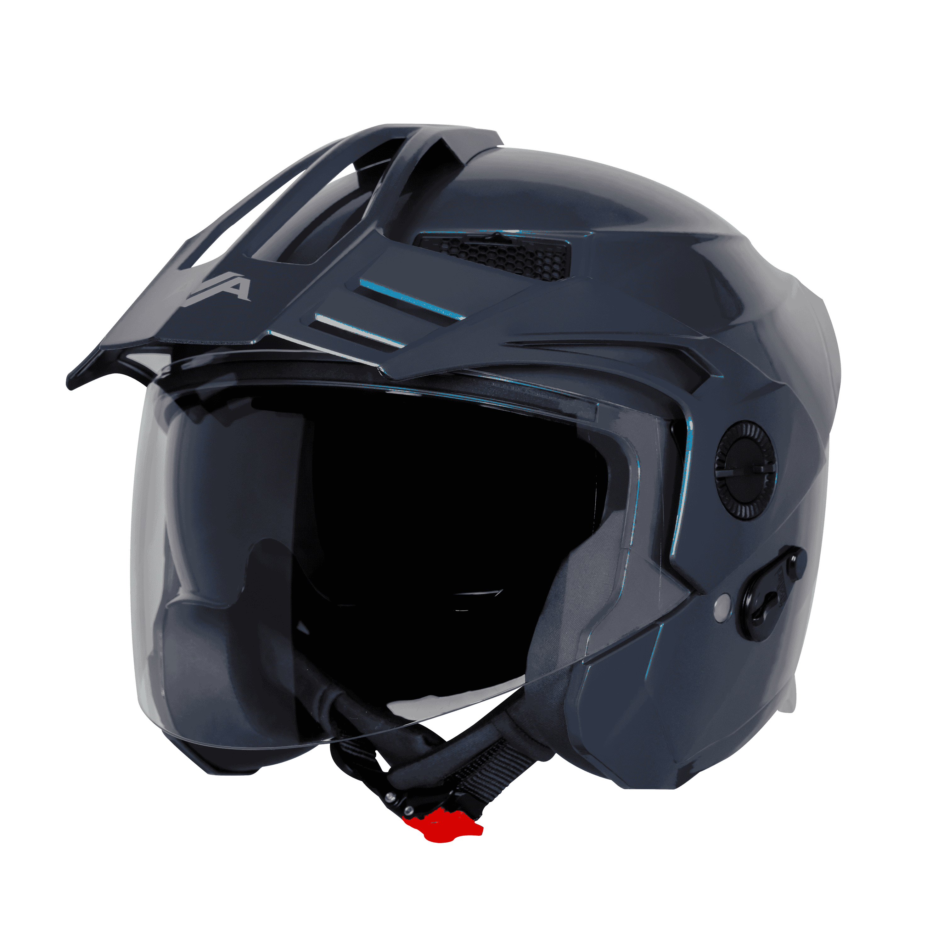 STEELBIRD SBH-23 ISS AVA GLOSSY INDIGO BLUE WITH PEAK C/V (L)