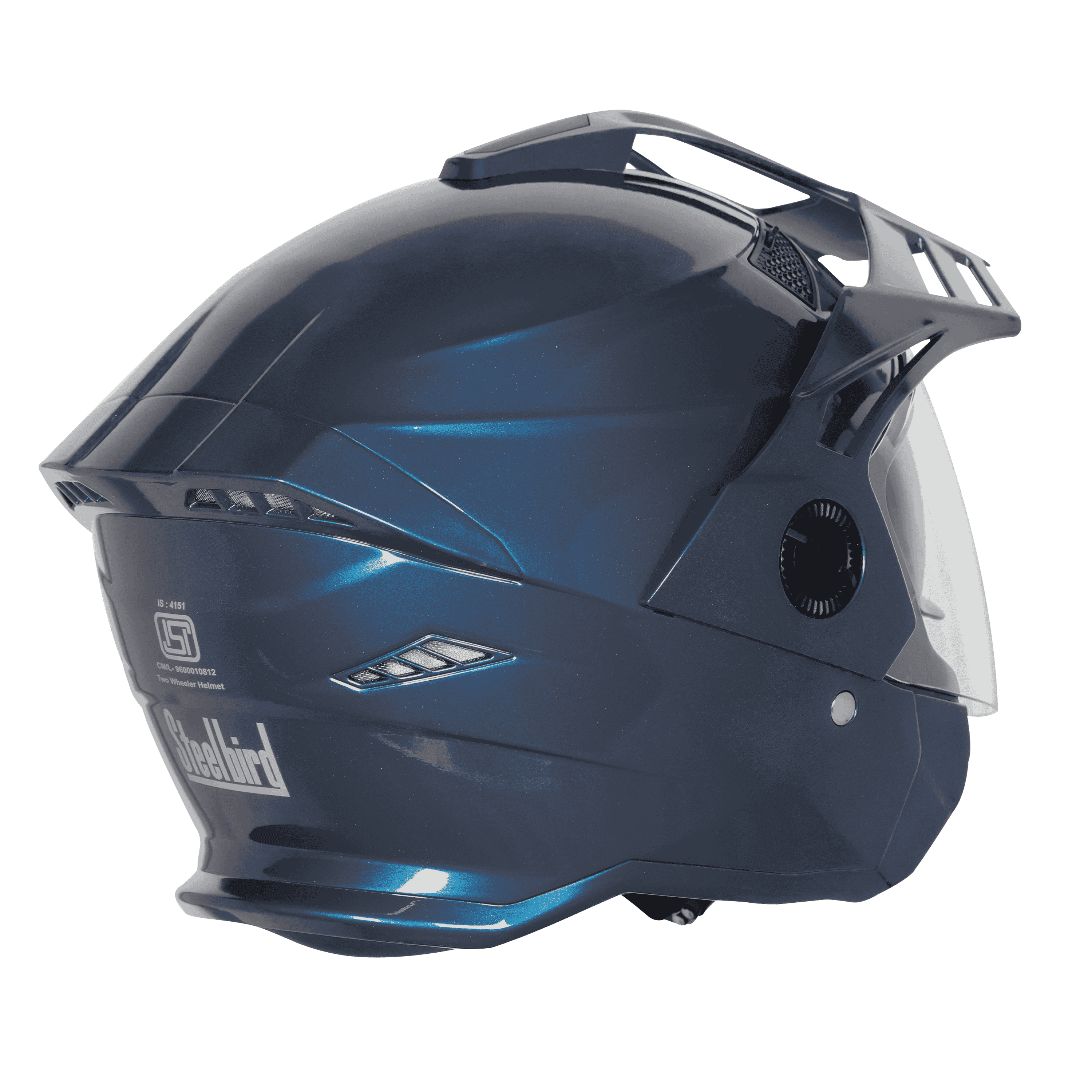 STEELBIRD SBH-23 ISS AVA GLOSSY INDIGO BLUE WITH PEAK C/V (L)