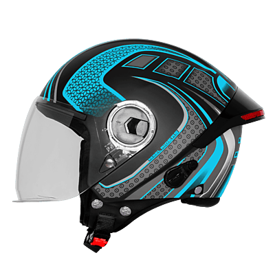 STEELBIRD SBH-64 ZIP RF REBEL RIDERS MATT BLACK/JAZZ BLUE C/V 600 MM