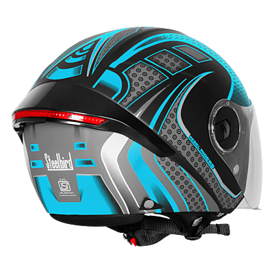 STEELBIRD SBH-64 ZIP RF REBEL RIDERS MATT BLACK/JAZZ BLUE C/V 600 MM