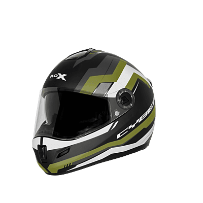 STEELBIRD SBH-34 ROX ISS RF CYBER GLOSSY BLACK/BATTLE GREEN C/V 580 MM (M)