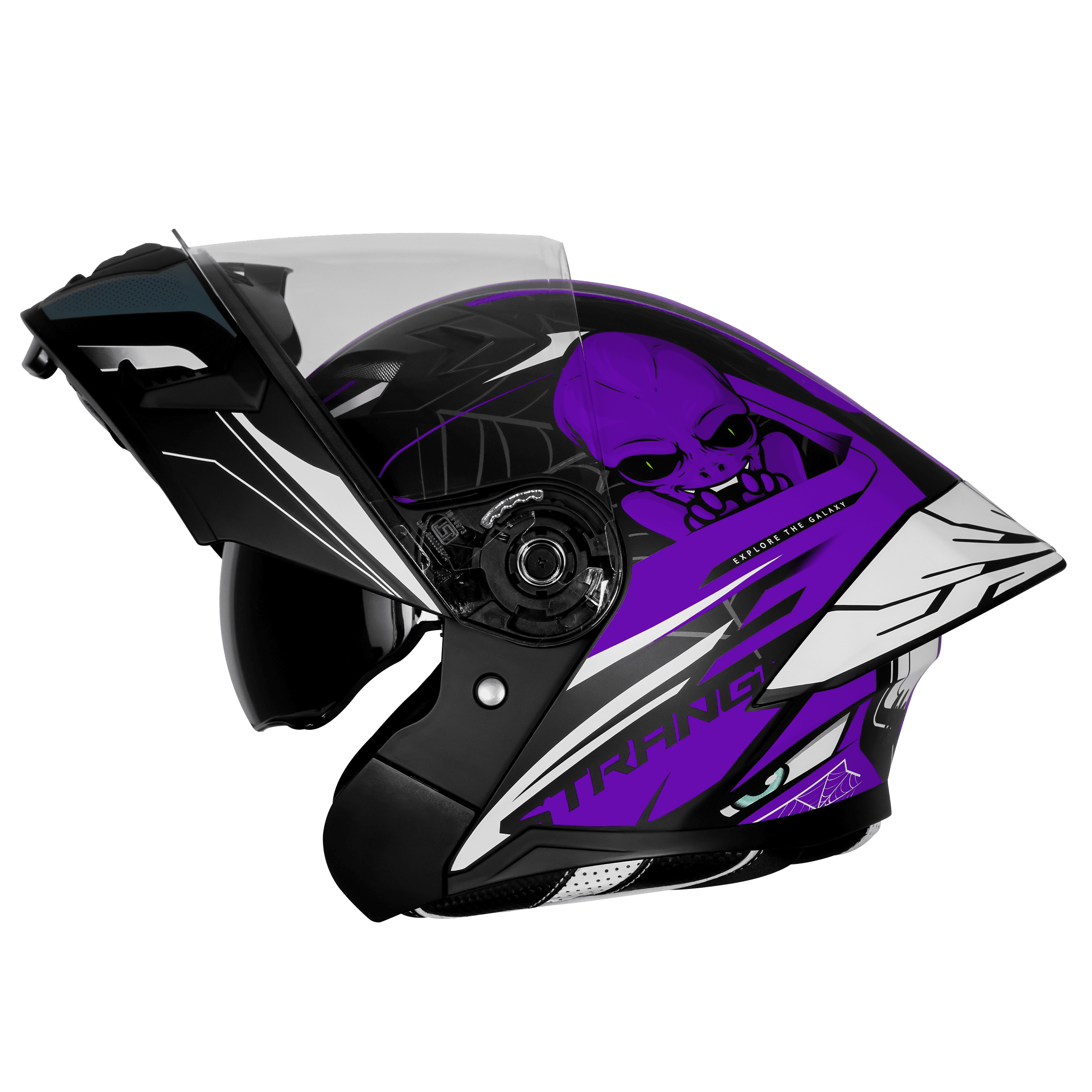 STEELBIRD SBA-20 ISS STRANGE GLOSSY BLACK/PURPLE C/V 600 MM WITH EXTRA SMOKE VISOR