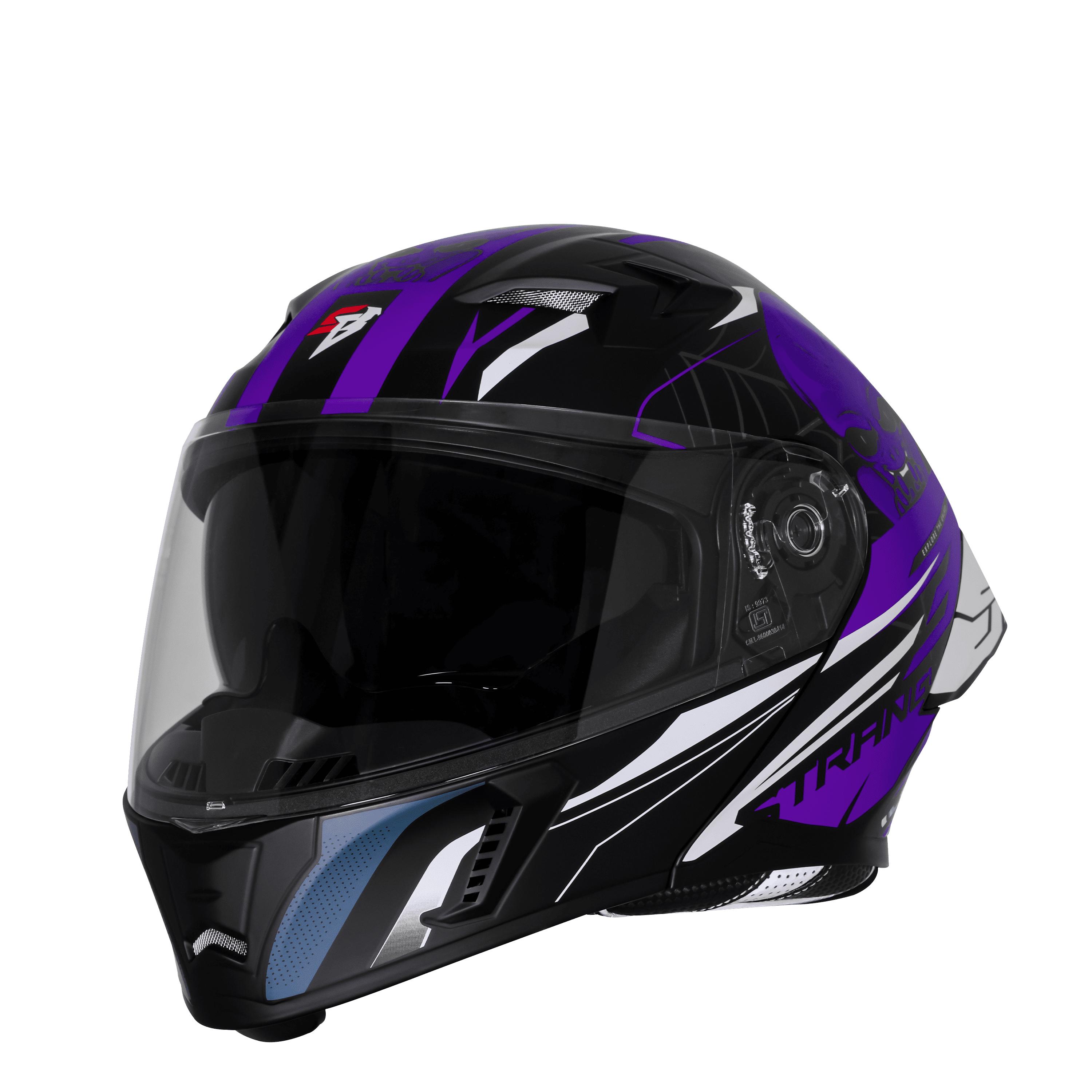 STEELBIRD SBA-20 ISS STRANGE GLOSSY BLACK/PURPLE C/V 600 MM WITH EXTRA SMOKE VISOR