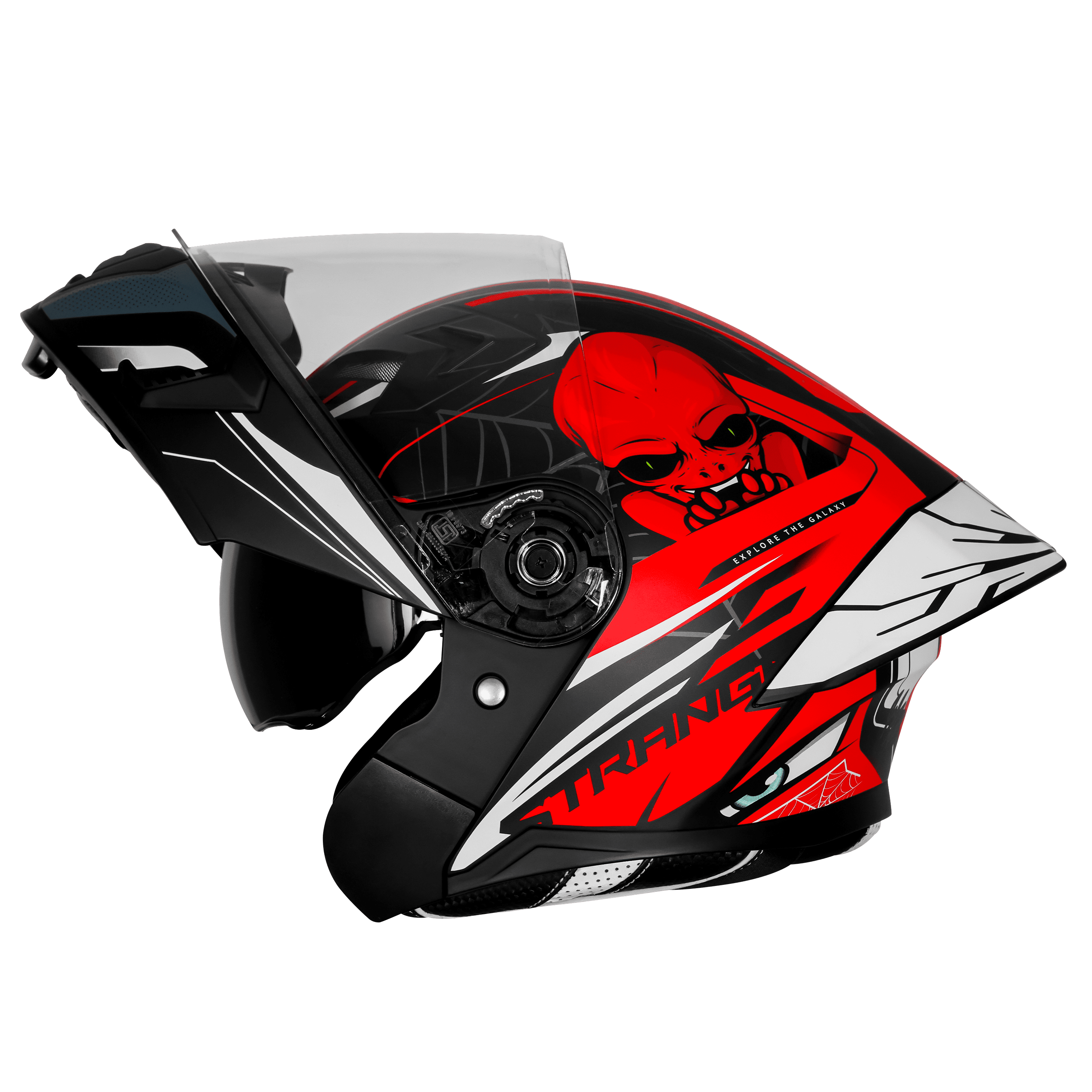 STEELBIRD SBA-20 ISS STRANGE MATT BLACK/RED C/V 600 MM WITH EXTRA SMOKE VISOR