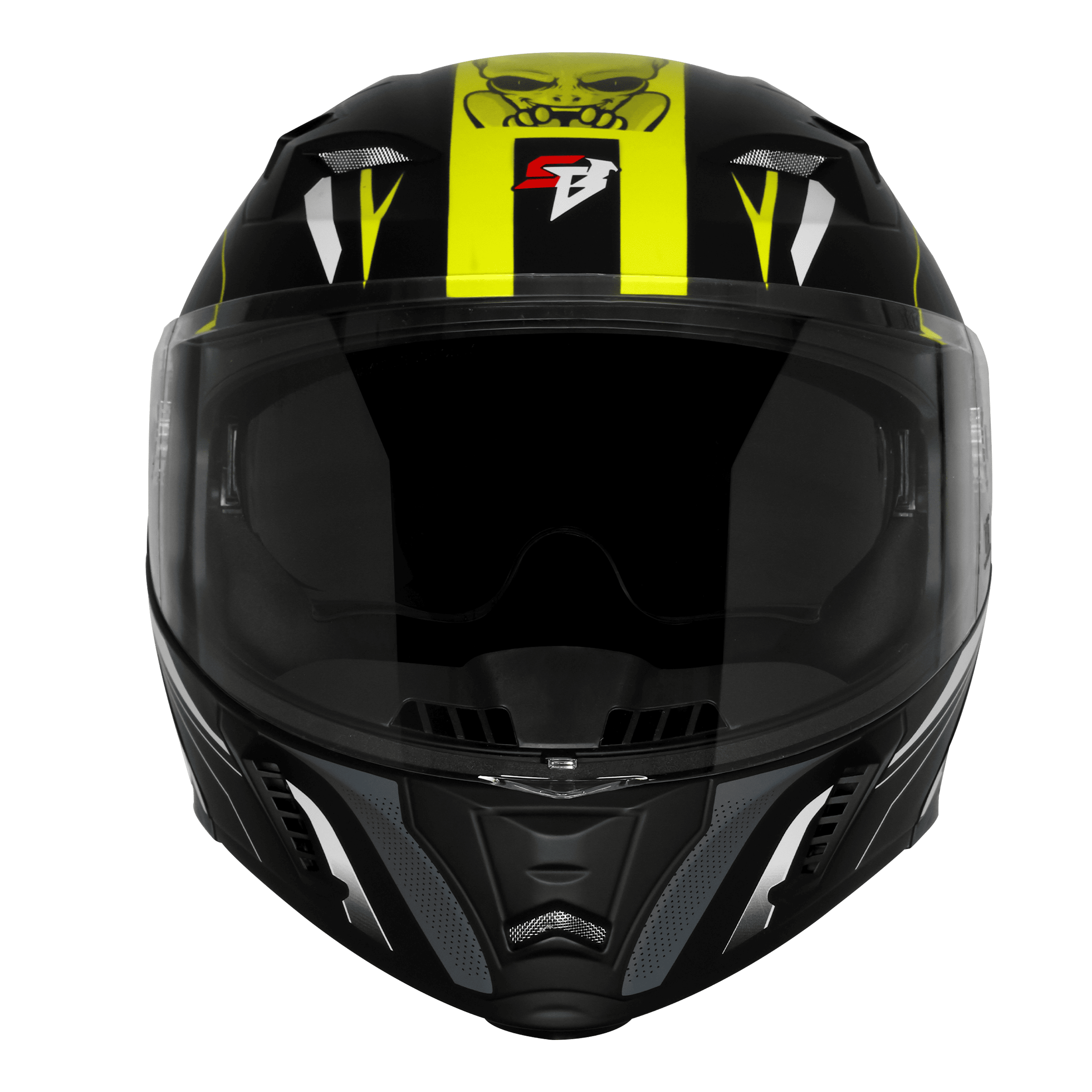 STEELBIRD SBA-20 ISS STRANGE GLOSSY BLACK/NEON C/V 600 MM WITH EXTRA SMOKE VISOR