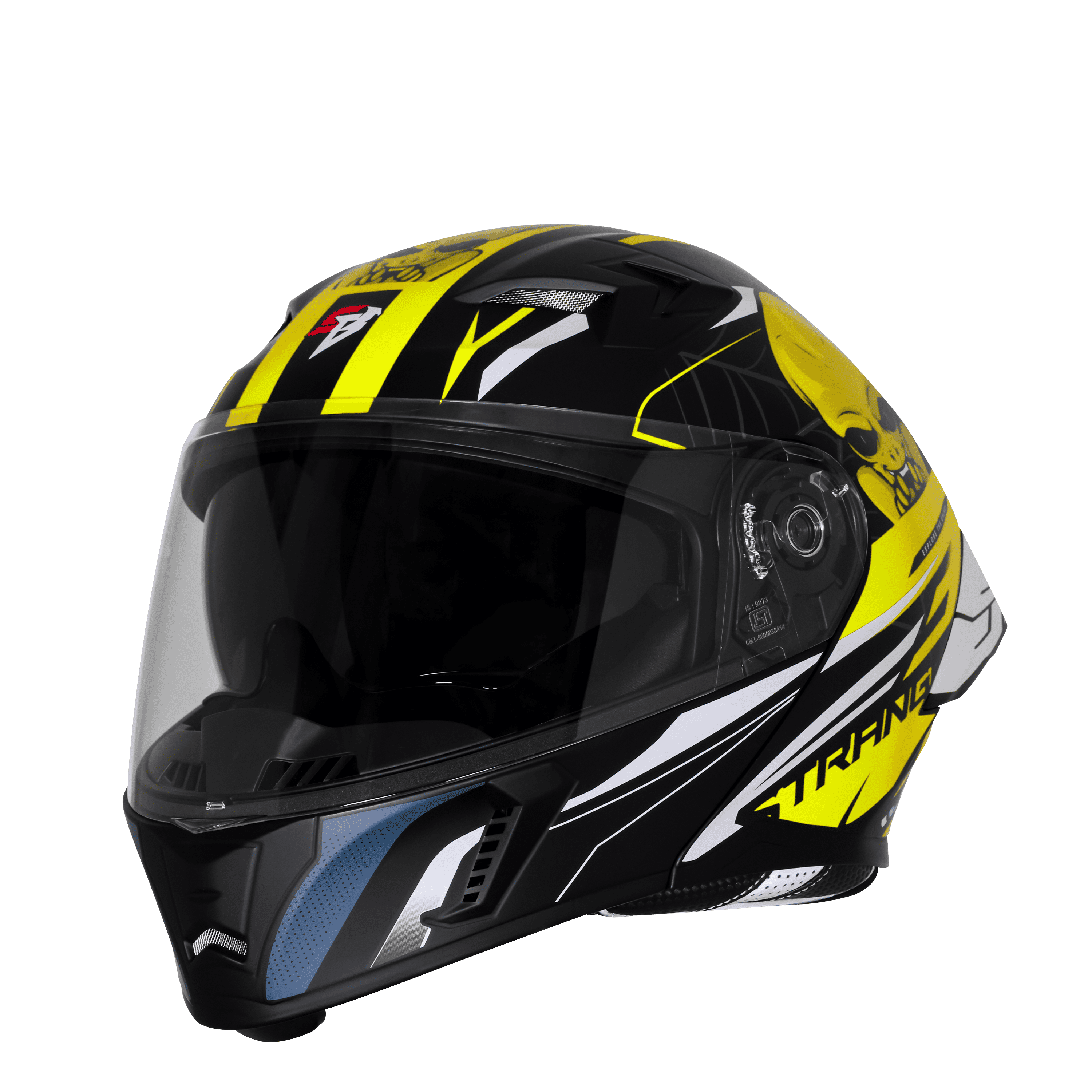 STEELBIRD SBA-20 ISS STRANGE GLOSSY BLACK/NEON C/V 600 MM WITH EXTRA SMOKE VISOR