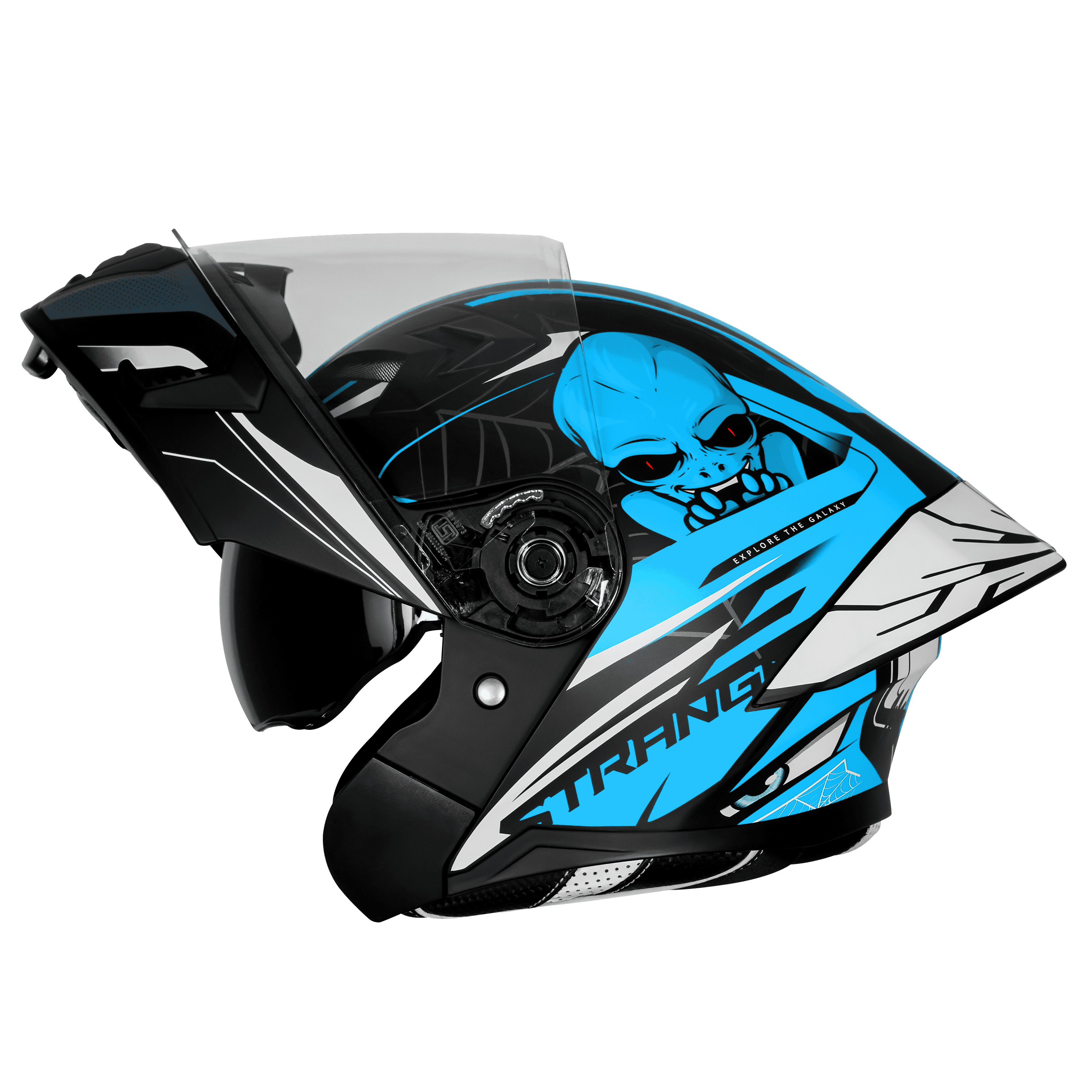 STEELBIRD SBA-20 ISS STRANGE GLOSSY BLACK/JAZZ BLUE C/V 600 MM WITH EXTRA SMOKE VISOR