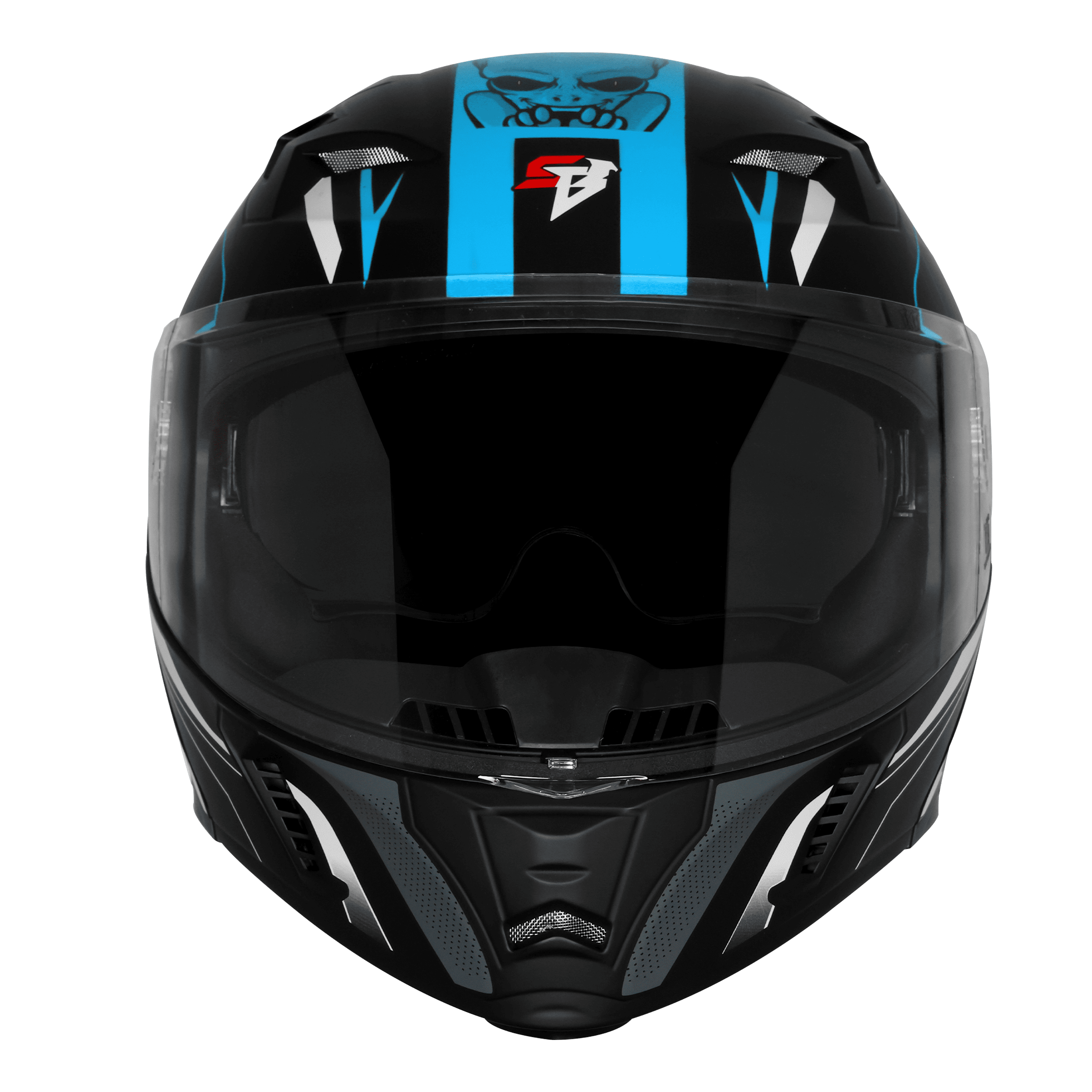 STEELBIRD SBA-20 ISS STRANGE GLOSSY BLACK/JAZZ BLUE C/V 600 MM WITH EXTRA SMOKE VISOR