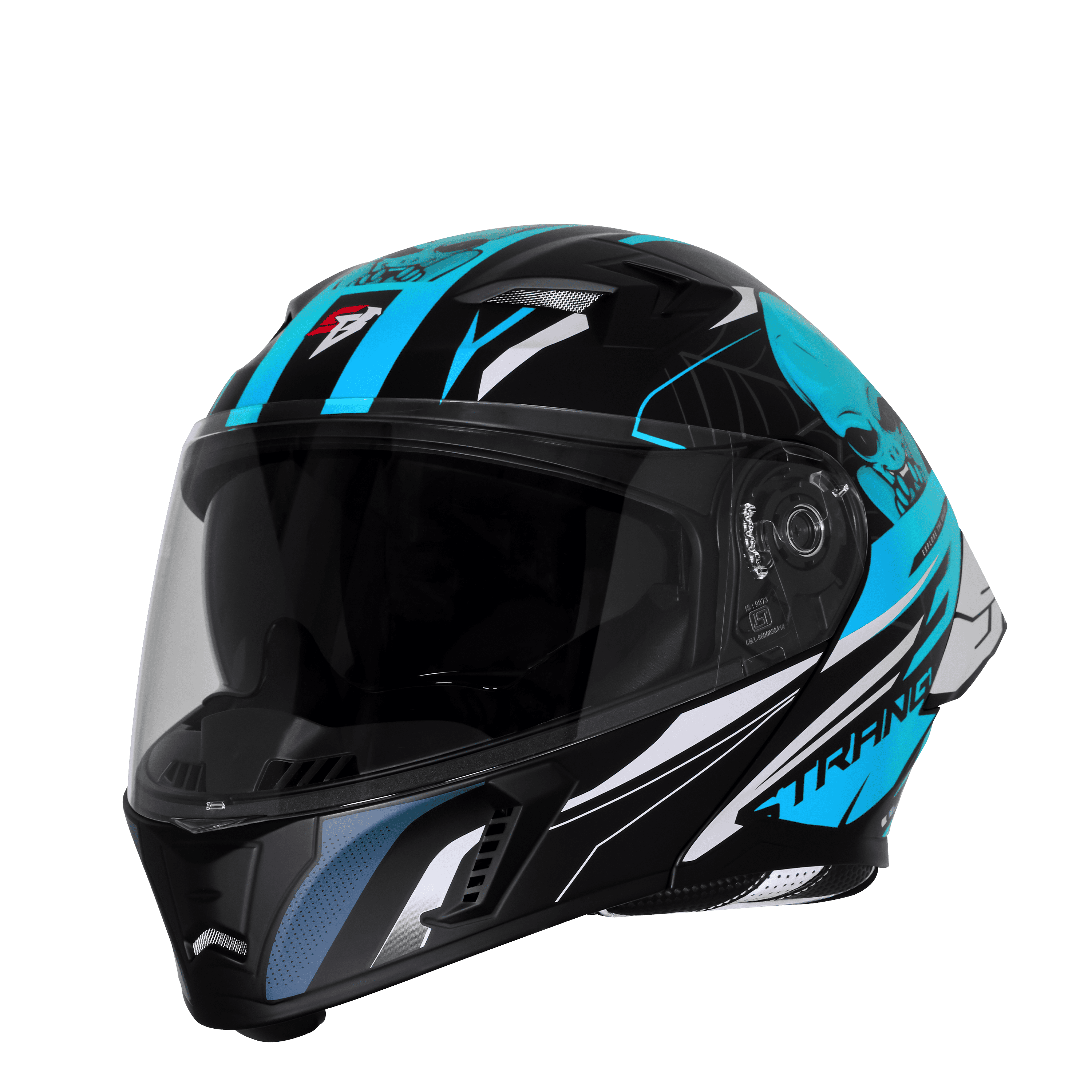 STEELBIRD SBA-20 ISS STRANGE GLOSSY BLACK/JAZZ BLUE C/V 580 MM WITH EXTRA SMOKE VISOR