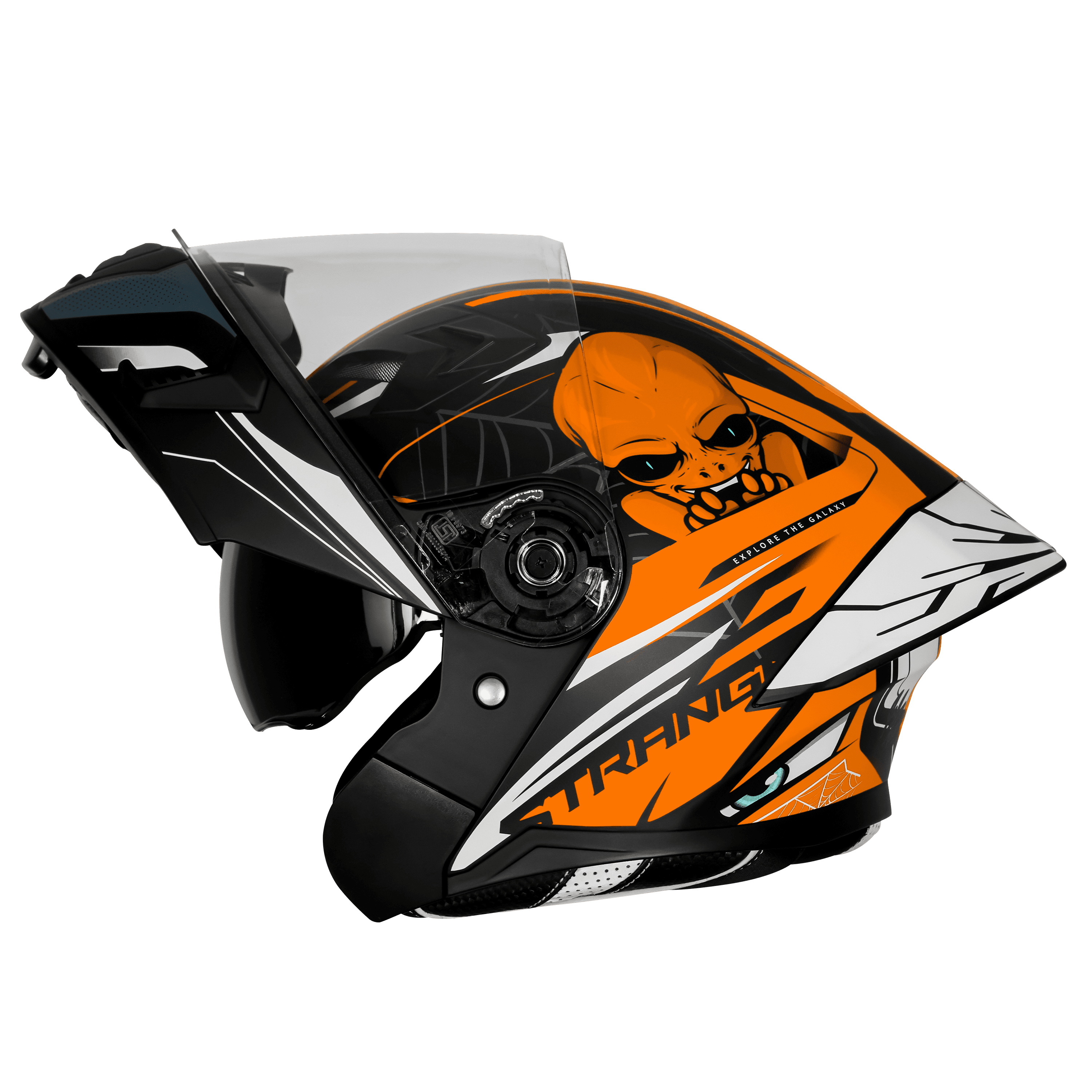 STEELBIRD SBA-20 ISS STRANGE GLOSSY BLACK/ORANGE C/V 600 MM WITH EXTRA SMOKE VISOR