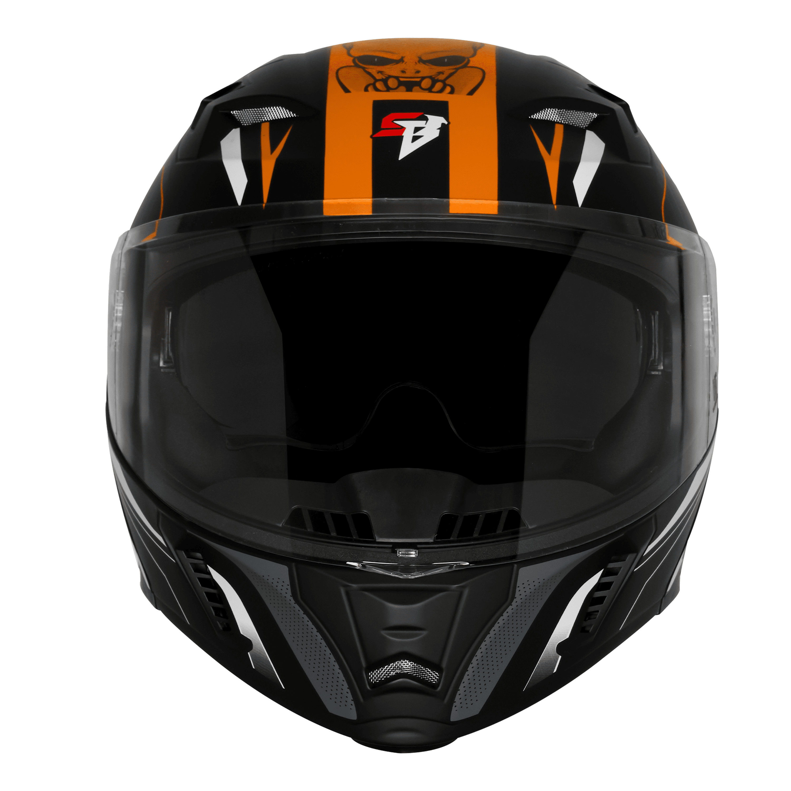 STEELBIRD SBA-20 ISS STRANGE GLOSSY BLACK/ORANGE C/V 600 MM WITH EXTRA SMOKE VISOR