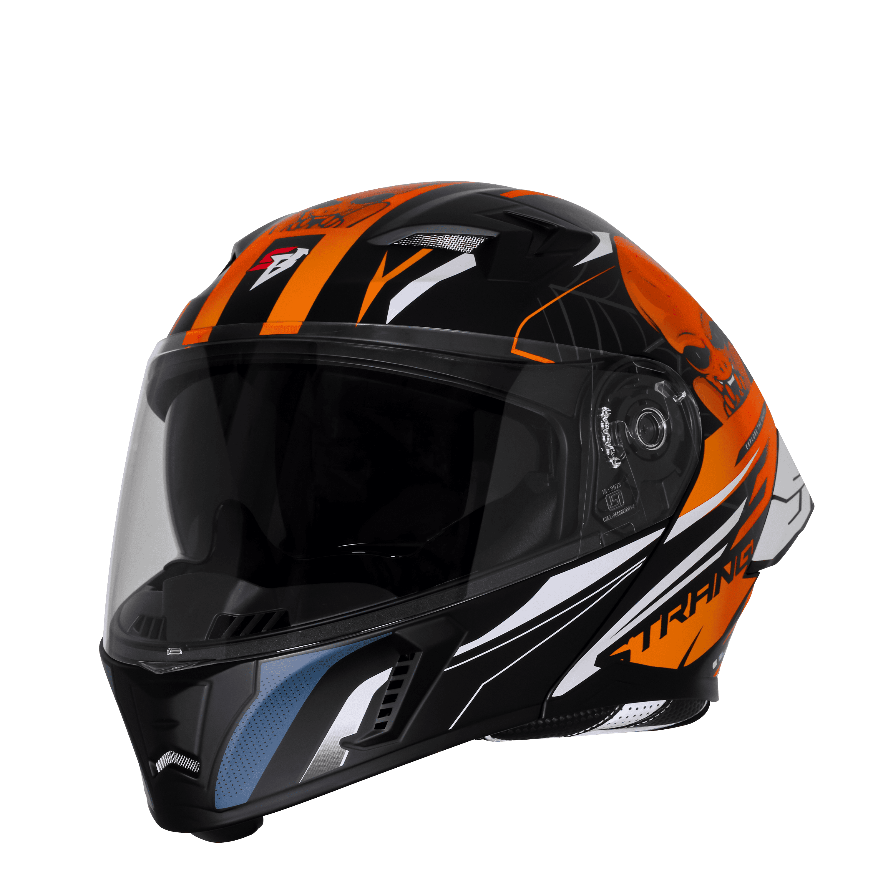 STEELBIRD SBA-20 ISS STRANGE GLOSSY BLACK/ORANGE C/V 600 MM WITH EXTRA SMOKE VISOR