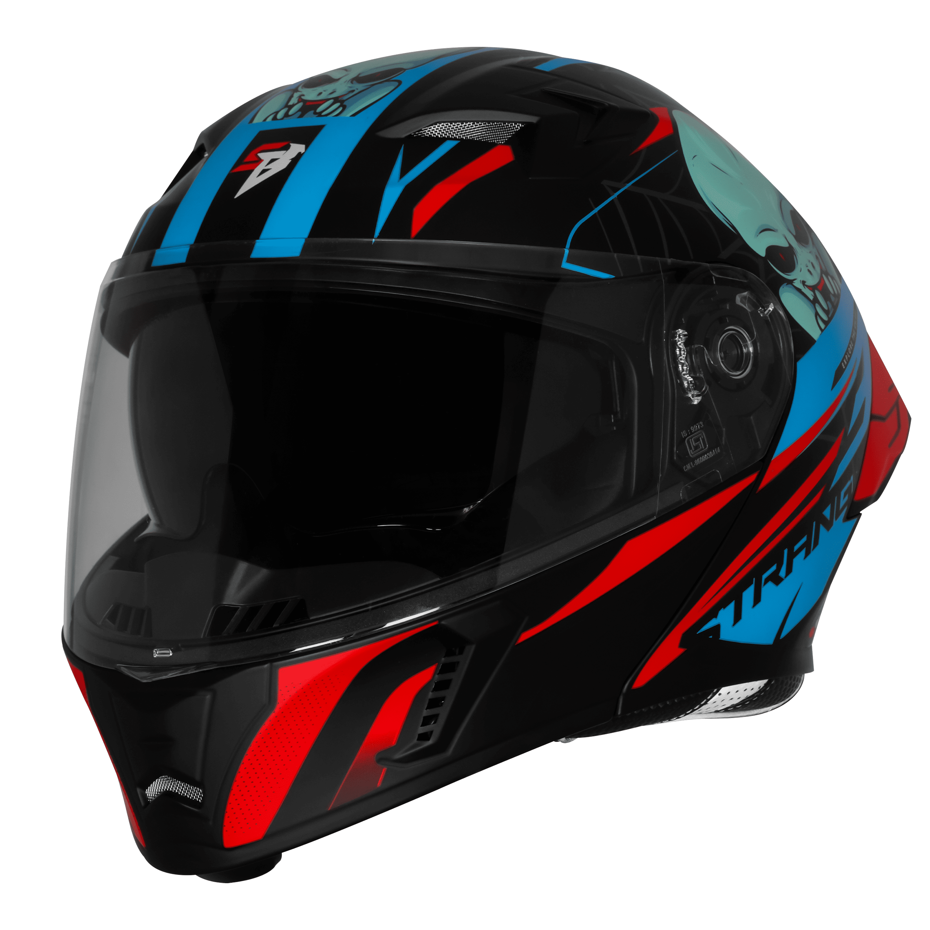 STEELBIRD SBA-20 ISS STRANGE GLOSSY BLACK/CYAN GREEN C/V 600 MM WITH EXTRA SMOKE VISOR