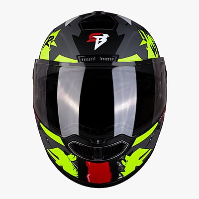 STEELBIRD SBA-7 ISS WINNER GLOSSY BLACK/FLUO NEON C/V (L)