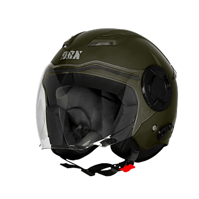 STEELBIRD SBH-73 DRX RF DASHING BATTLE GREEN 580 MM WITH EXTRA SMOKE VISOR