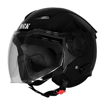STEELBIRD SBH-73 DRX RF GLOSSY BLACK 600 MM WITH EXTRA SOMKE VISOR