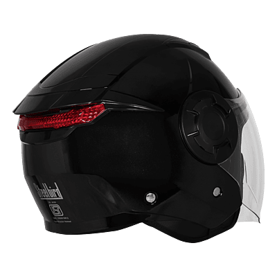 STEELBIRD SBH-73 DRX RF GLOSSY BLACK 600 MM WITH EXTRA SOMKE VISOR