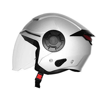 STEELBIRD SBH-73 DRX RF GLOSSY SILVER 580 MM WITH EXTRA SOMKE VISOR