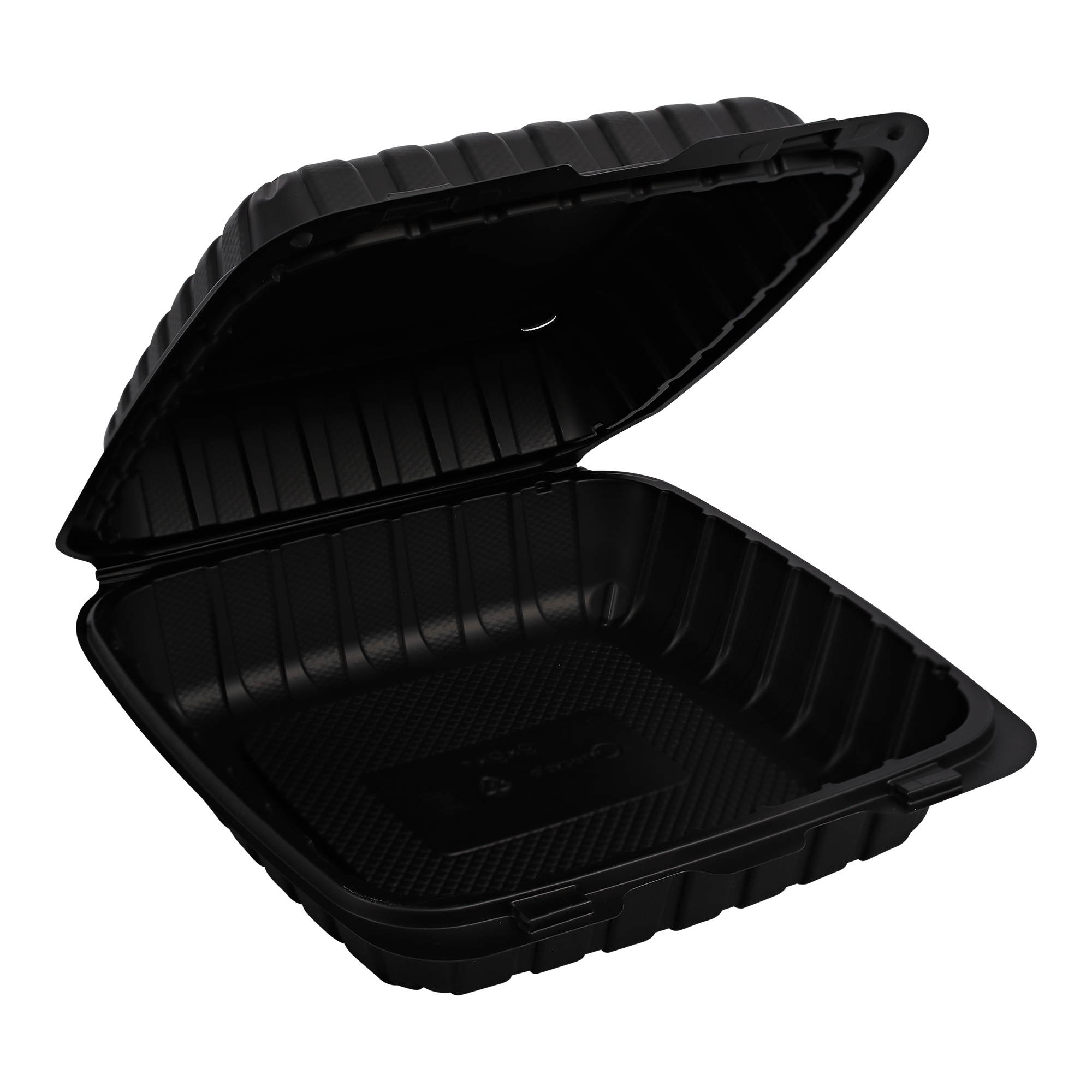 Empress Earth Hinged Container Mineral Filled PP 9" x 9" x 3" Black 1 Compartment 6 / 25 cs