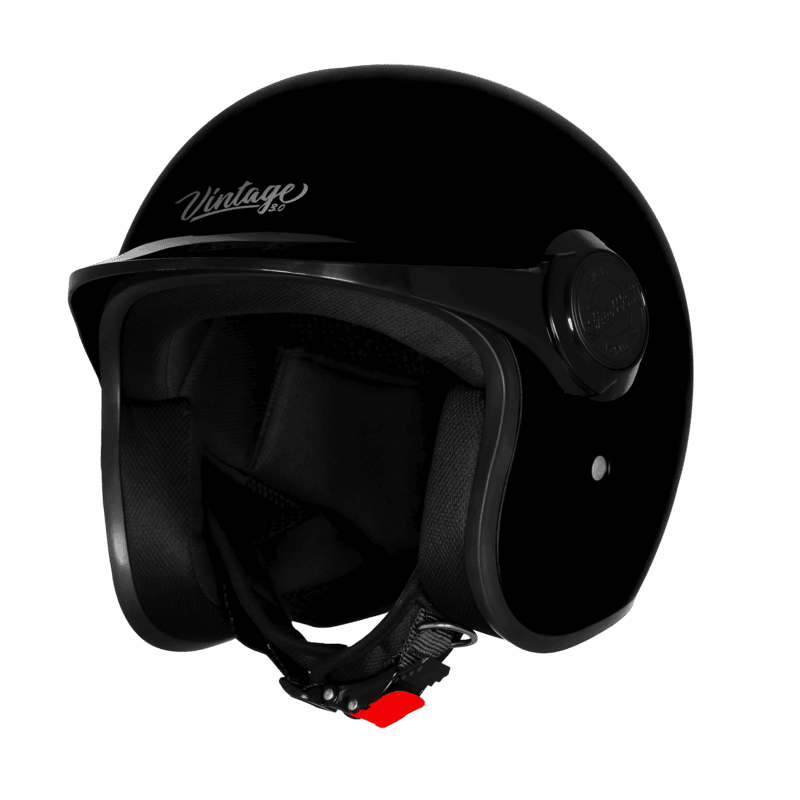 STEELBIRD SBH-65 VINTAGE DOT 3.0 GLOSSY BLACK C/V 600 MM WITH EXTRA PEAK