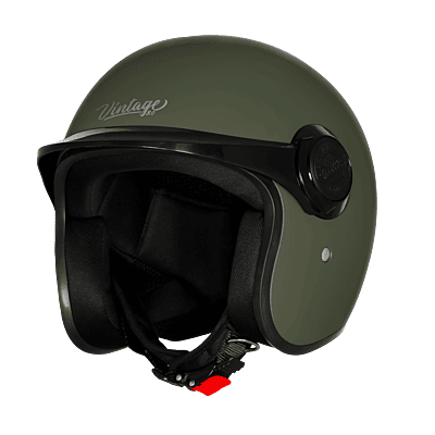 STEELBIRD SBH-65 VINTAGE DOT 3.0 MATT BATTLE GREEN C/V 600 MM WITH EXTRA PEAK