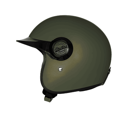 STEELBIRD SBH-65 VINTAGE DOT 3.0 MATT BATTLE GREEN C/V 600 MM WITH EXTRA PEAK