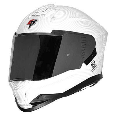 STEELBIRD SBH-57 ISS FIGHTER F11 CARBON GLOSSY WHITE C/V 580MM WITH EXTRA CHROME SILVER VISOR