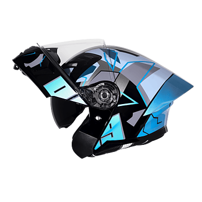 STEELBIRD SBA-20 ISS 09 GLOSSY BLACK/METTALIC BLUE C/V 580 MM WITH EXTRA SMOKE VISOR