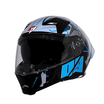 STEELBIRD SBA-20 ISS 09 GLOSSY BLACK/METTALIC BLUE C/V 600 MM WITH EXTRA SMOKE VISOR