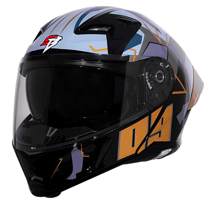 STEELBIRD SBA-20 ISS 09 GLOSSY BLACK/METTALIC GOLD C/V 580 MM WITH EXTRA SMOKE VISOR