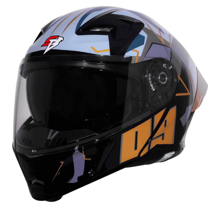 STEELBIRD SBA-20 ISS 09 GLOSSY BLACK/METTALIC GOLD C/V 580 MM WITH EXTRA SMOKE VISOR