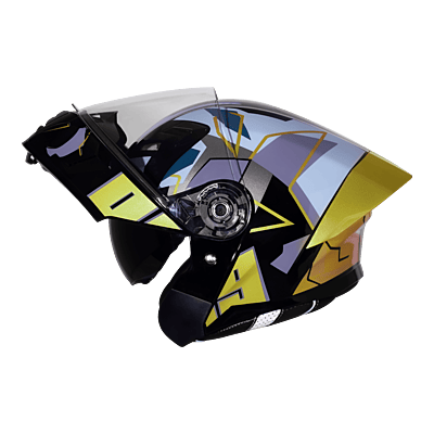 STEELBIRD SBA-20 ISS 09 GLOSSY BLACK/METTALIC YELLOW C/V 580 MM WITH EXTRA SMOKE VISOR