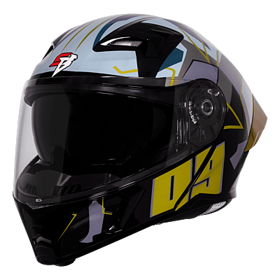 STEELBIRD SBA-20 ISS 09 GLOSSY BLACK/METTALIC YELLOW C/V 580 MM WITH EXTRA SMOKE VISOR