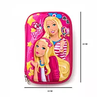 3D Barbie Theme Double Zipper Pencil Pouch for Girls | Hard Shell EVA Stationery Case