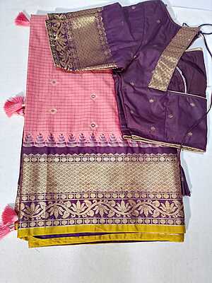 J370: Ready To Ship Beautiful Semi Gadwal Saree With Stitched Blouse