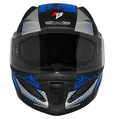 STEELBIRD SBH-25 SHARP ISS ALBUS GLOSSY BLACK/BLUE C/V 580 MM