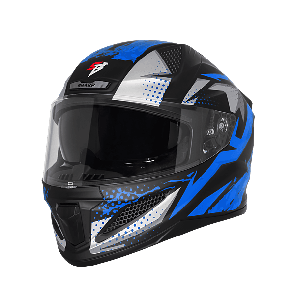 STEELBIRD SBH-25 SHARP ISS ALBUS GLOSSY BLACK/BLUE C/V 580 MM